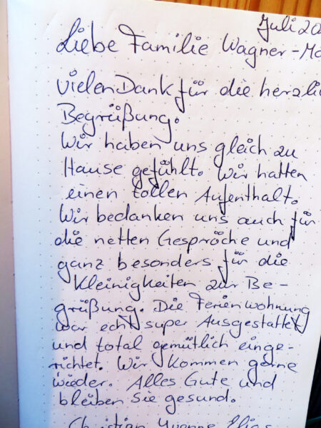 Auszug aus dem Gästebuch
