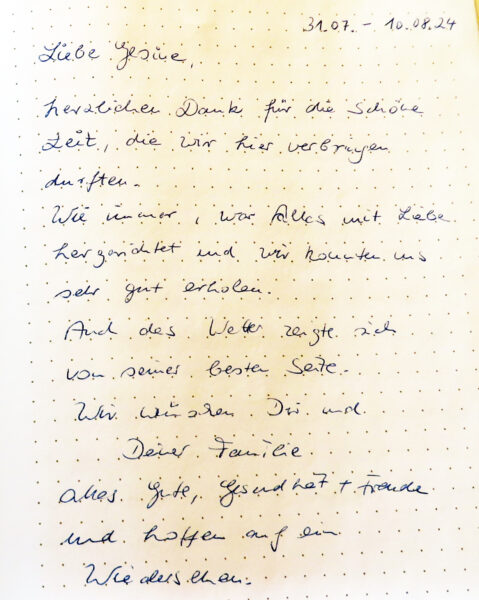 Auszug aus dem Gästebuch