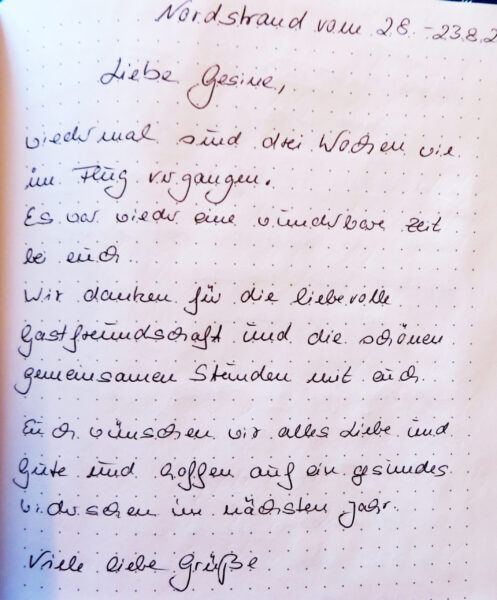 Auszug aus dem Gästebuch
