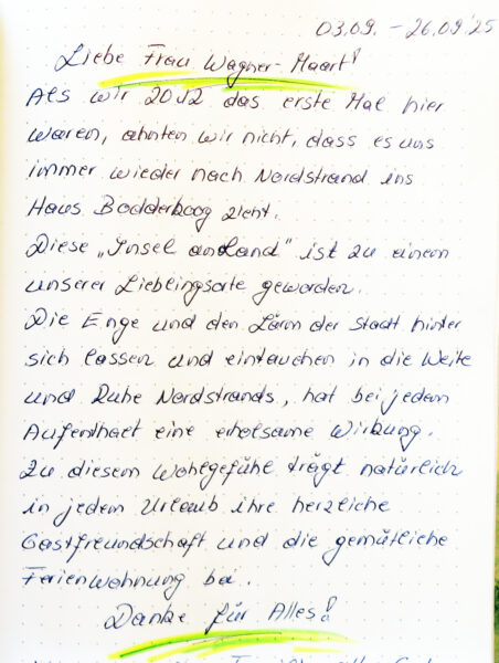 Auszug aus dem Gästebuch